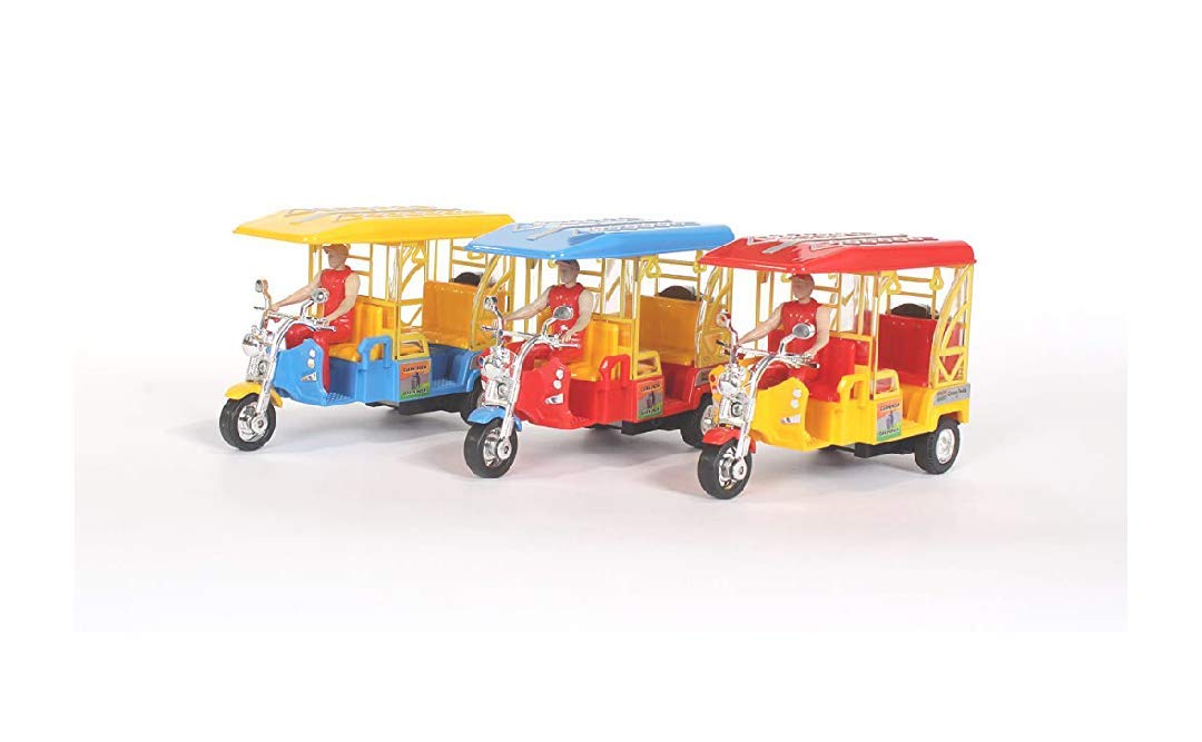 Centy Toys e Rickshaw with Realistic Design 3 Wheels Realistic Tail Lights- Pull Back Action a Quality, Made in India Product Yellow - MRGTOYS