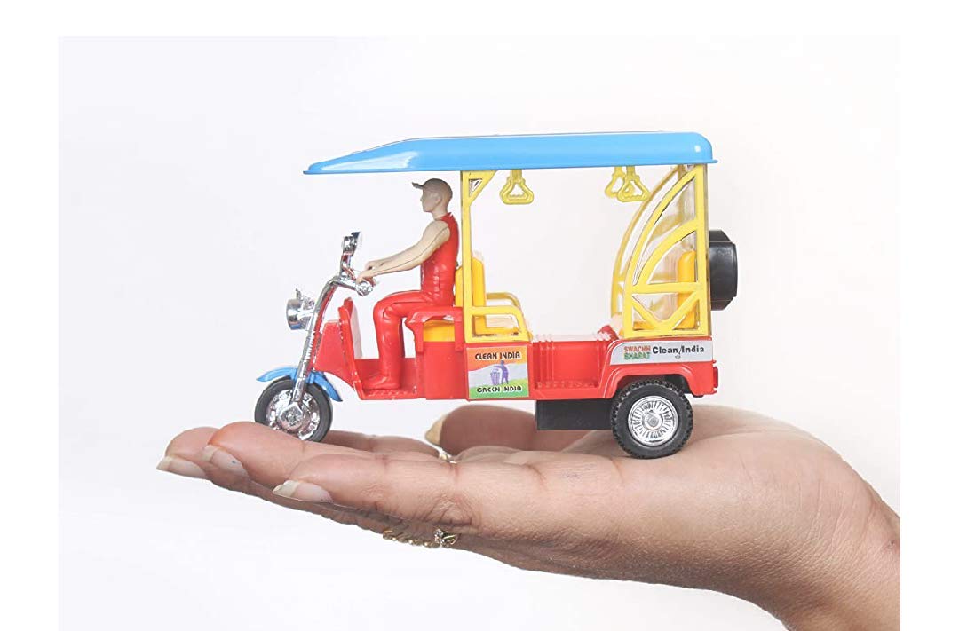 Centy Toys e Rickshaw with Realistic Design 3 Wheels Realistic Tail Lights- Pull Back Action a Quality, Made in India Product Yellow - MRGTOYS