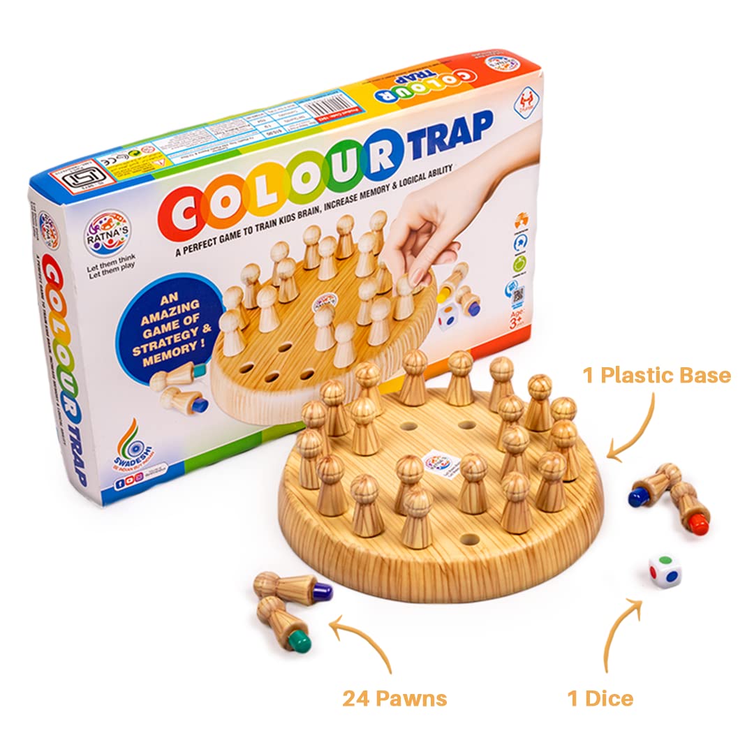 Ratna's Colour Trap Strategy & Memory Game for Kids, Memory Matchstick Chess Game for Boys & Girls Age 3 and Up Multicolor