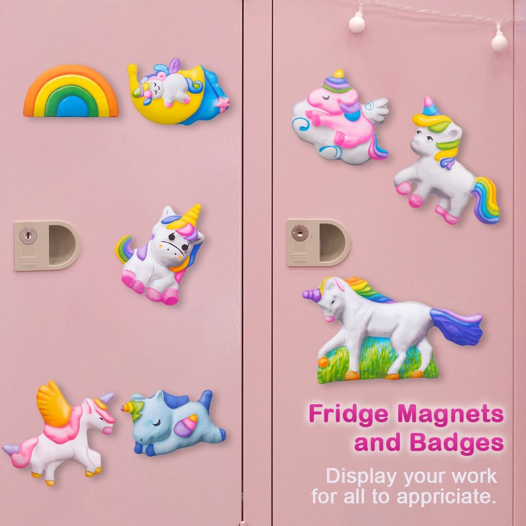 RATNA'S Mould & Paint Unicorn DIY Kit - Create Adorable Plaster Fridge Magnets & Badges - Fun Craft Activity for Kids - Includes 8 Moulds, Paints, Brush, and Instruction Manual (Multicolor)