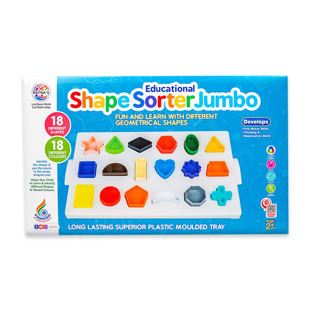Ratna's Shape Sorter Jumbo Educational Learning of 18 Different Shapes & Colours for Kids