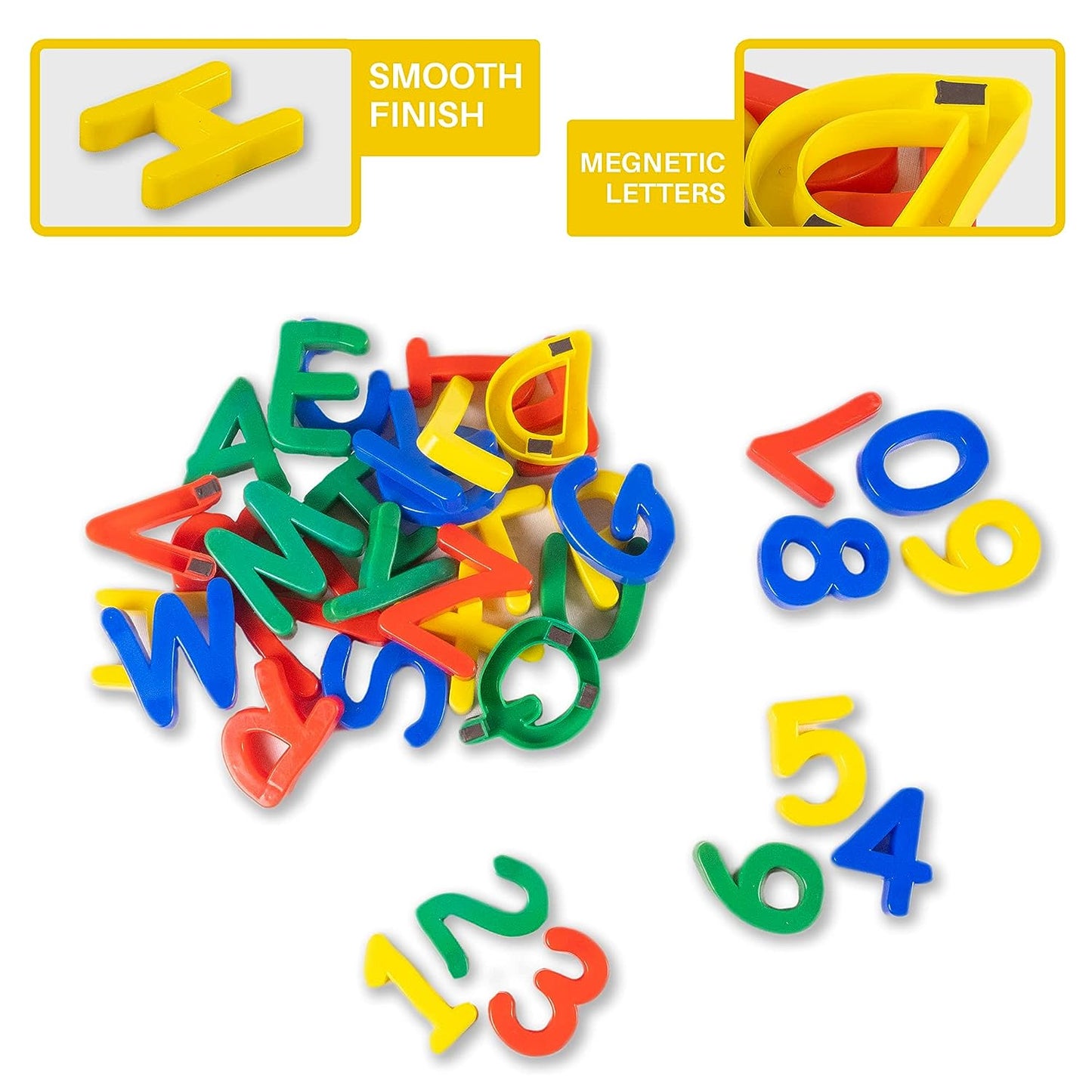 Jumbo Magnetic Alphabet and Numbers for Kids with 10 Colourful Beads Free Inside.