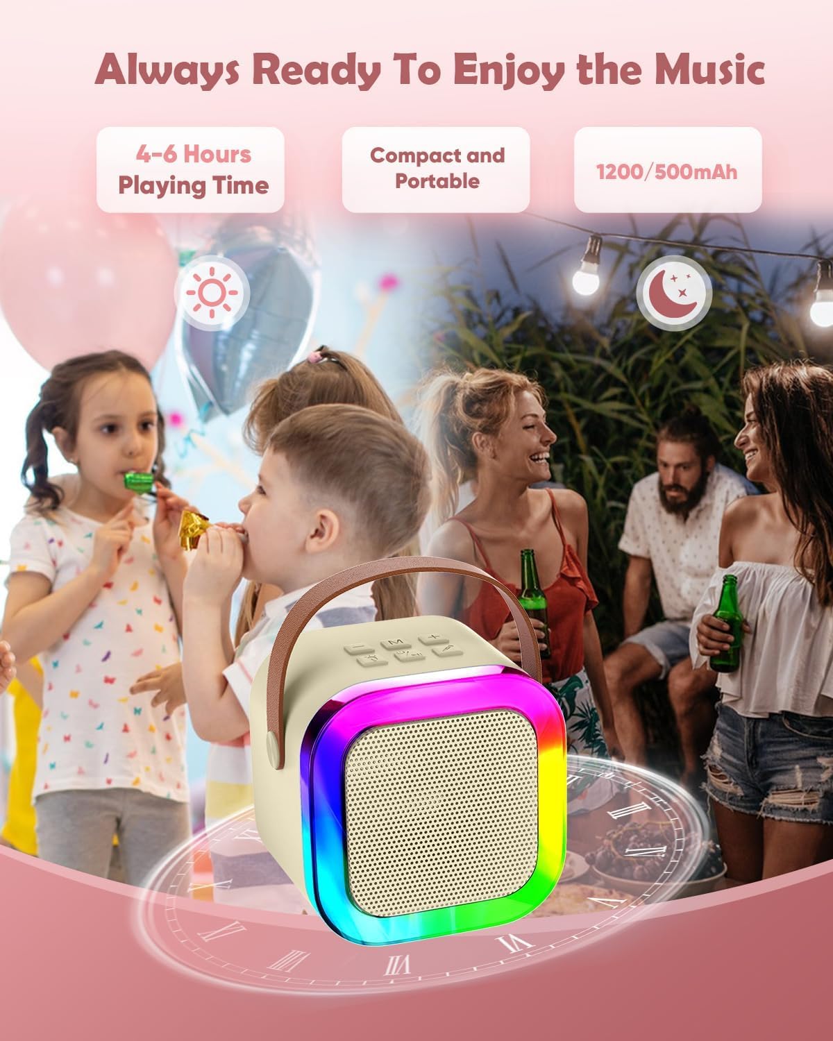 Mini Karaoke Mike with Bluetooth LED Speaker