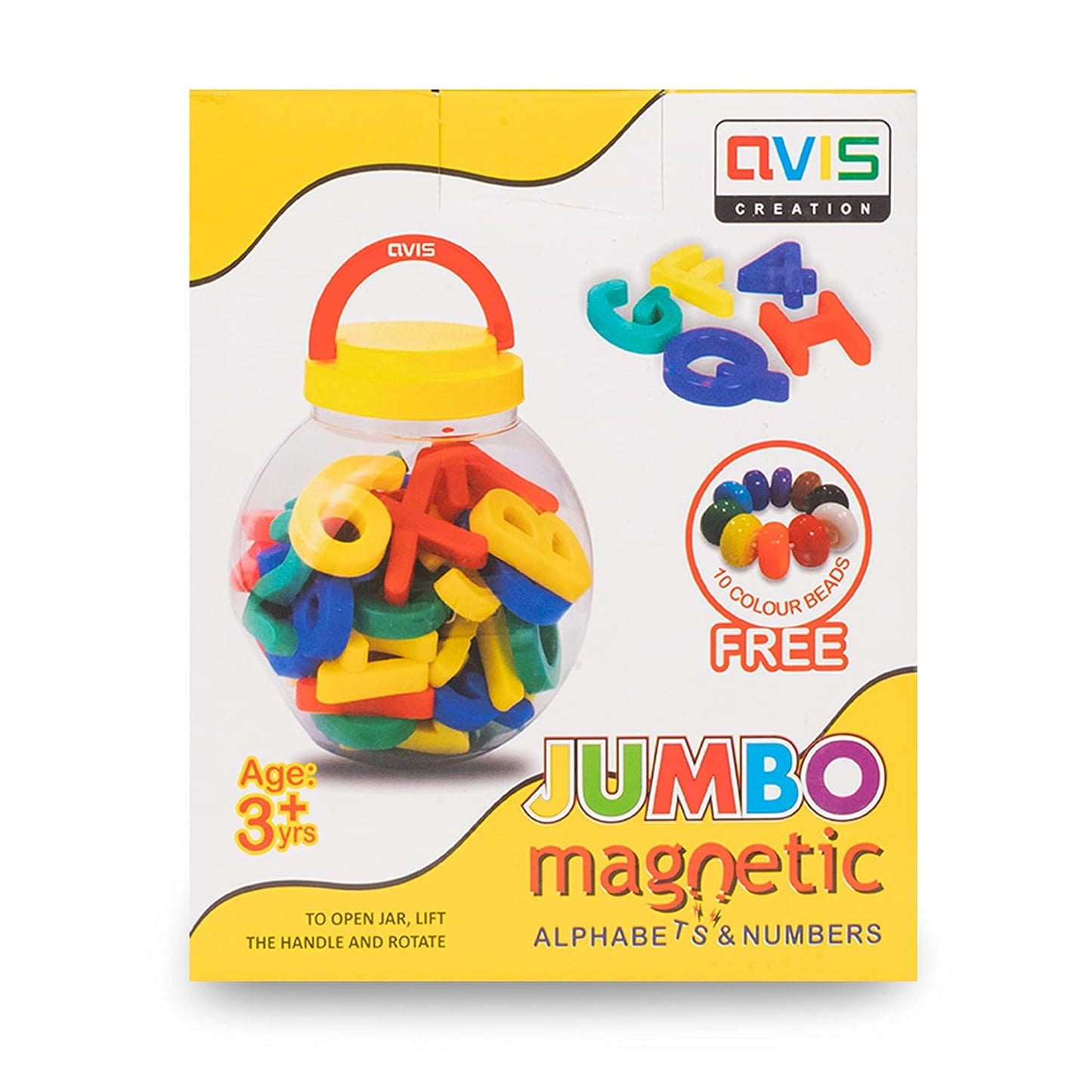 Jumbo Magnetic Alphabet and Numbers for Kids with 10 Colourful Beads Free Inside.