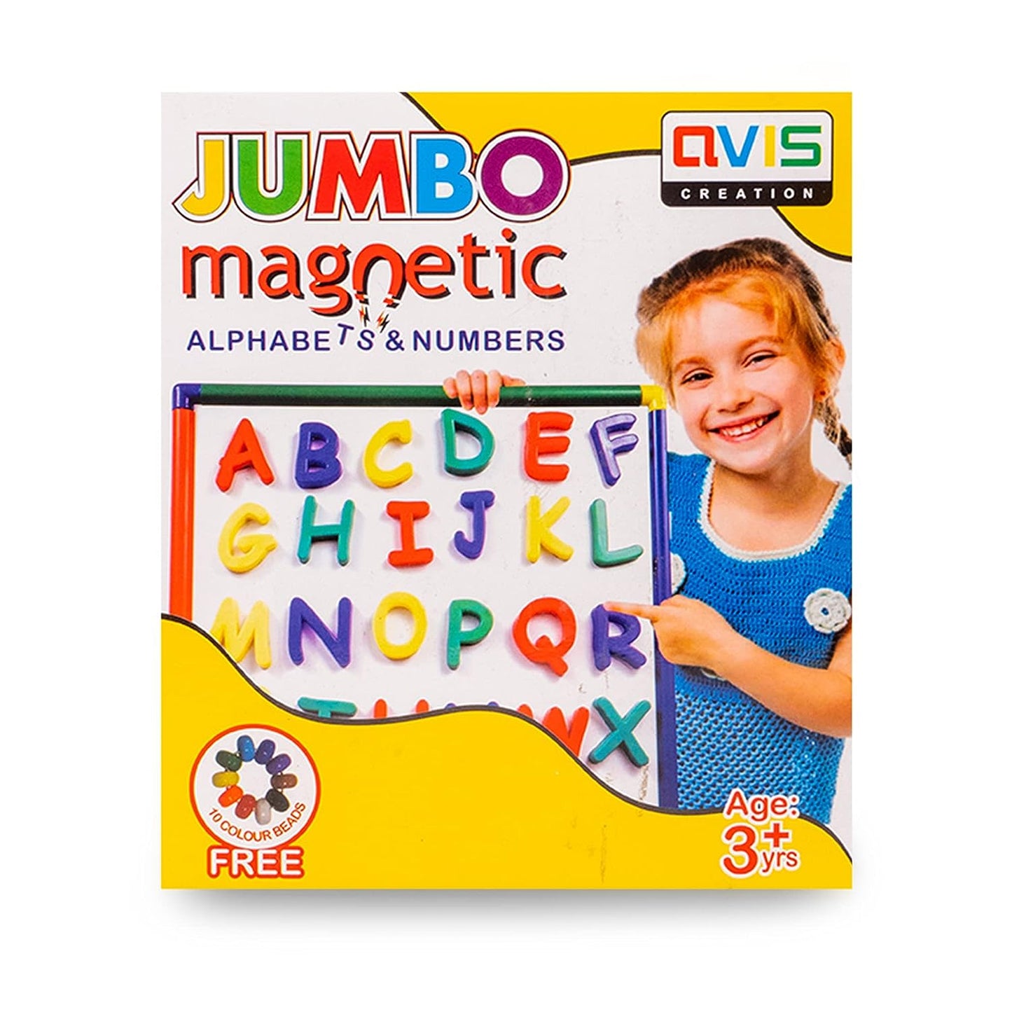 Jumbo Magnetic Alphabet and Numbers for Kids with 10 Colourful Beads Free Inside.