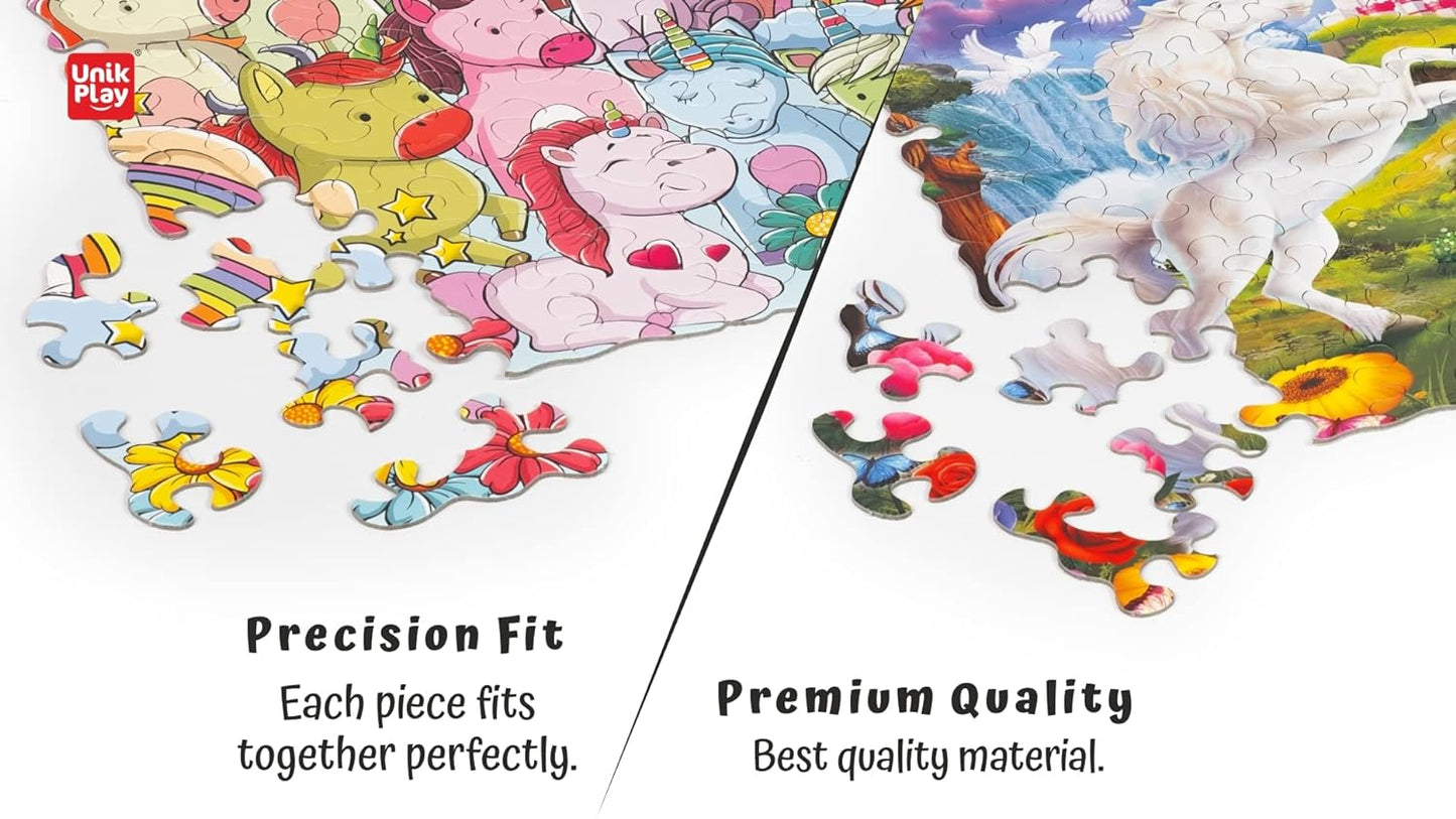Unik Play Go Crazy Jigsaw Puzzle for Kids and Adults | Attractive Cartoon Print Puzzle with 2 Puzzle Trays for Age 6 to 99 Years-90 Pcs-(Unicorn)