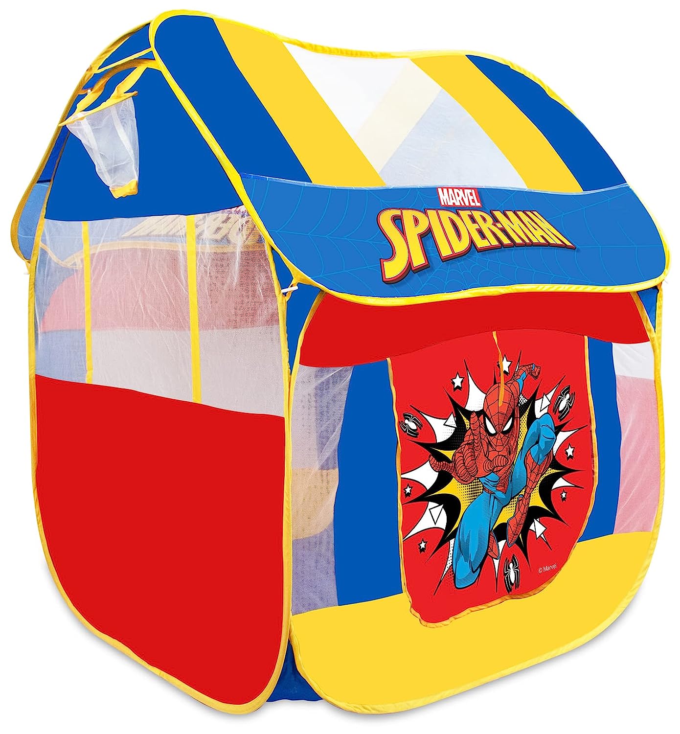 itoys Foldable Big Pop-Up Playhouse Tent for Kids, Toddler and Baby, Fill with Plastic Balls (Balls not included) Or use as an Indoor/Outdoor theme Play Tent (Marvel Spiderman pop up tent),Multicolor