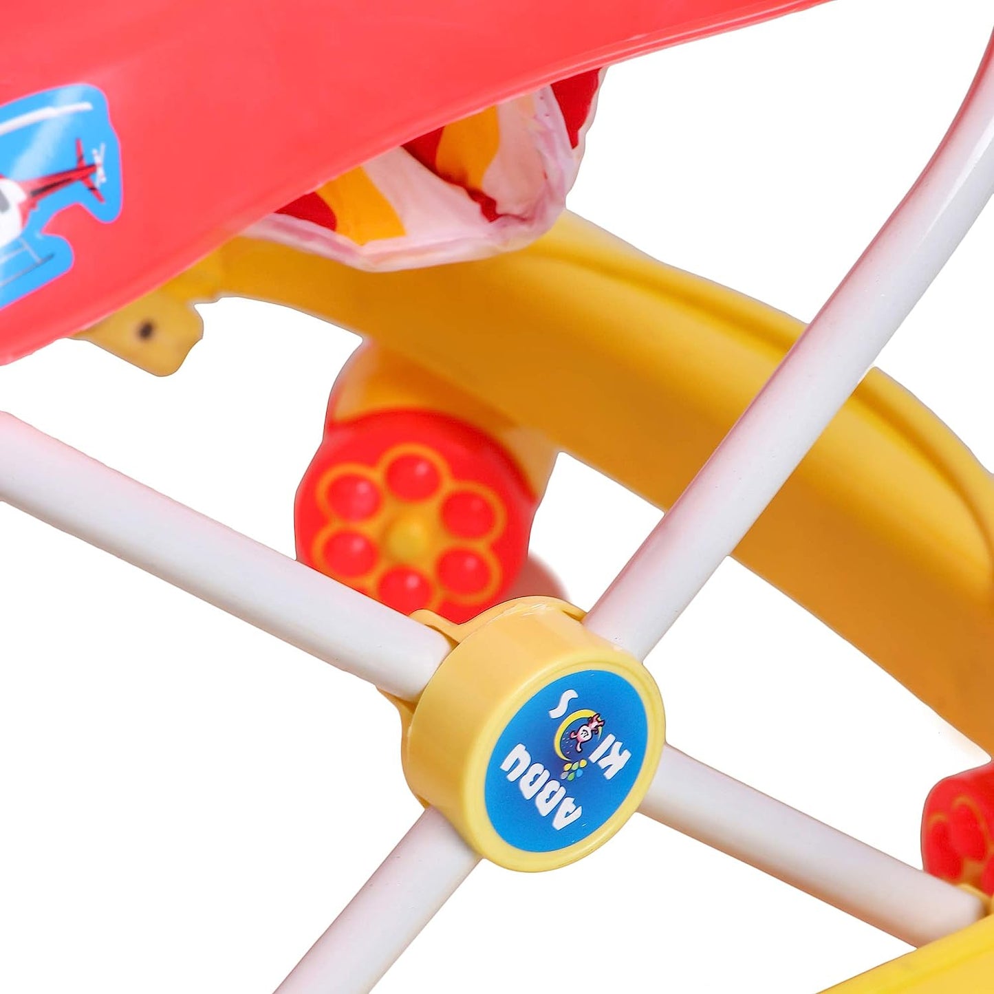 Mama Love Baby Ultra Soft Seat Activity Walker with Wheel | Adjustable Height and Musical Tray |Toys|Push Handle Bar (6 to 24 Months) (Orange & Yellow Color) - MRGTOYS