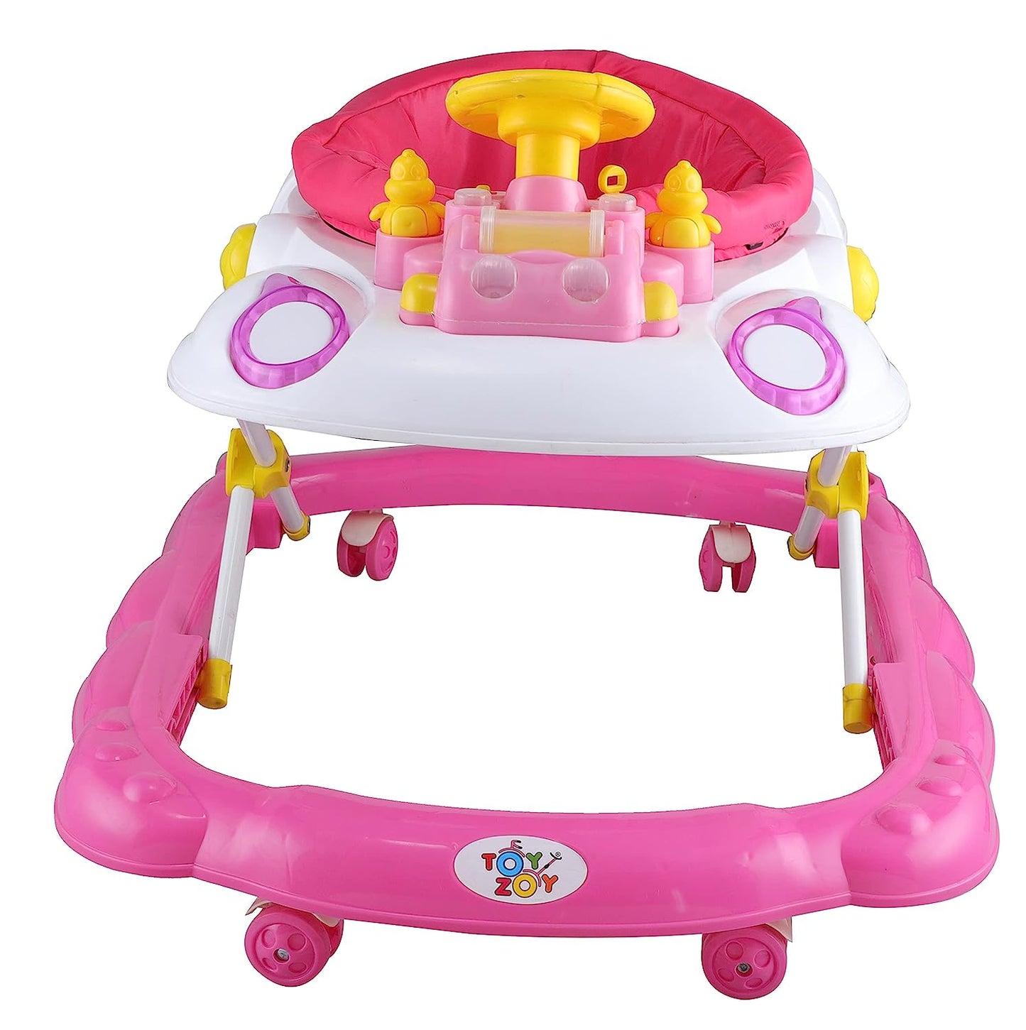 Toyzoy Steering Seat Baby Activity Walker with Musical Tray and Toys for Kids| Boys| Girls Age Group 6Months to1.5 Years, TZ-307 (Pink) - MRGTOYS