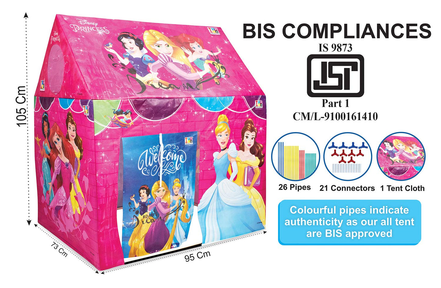 itoys Disney Princess Theme Play House Tent for Kids, Multicolor