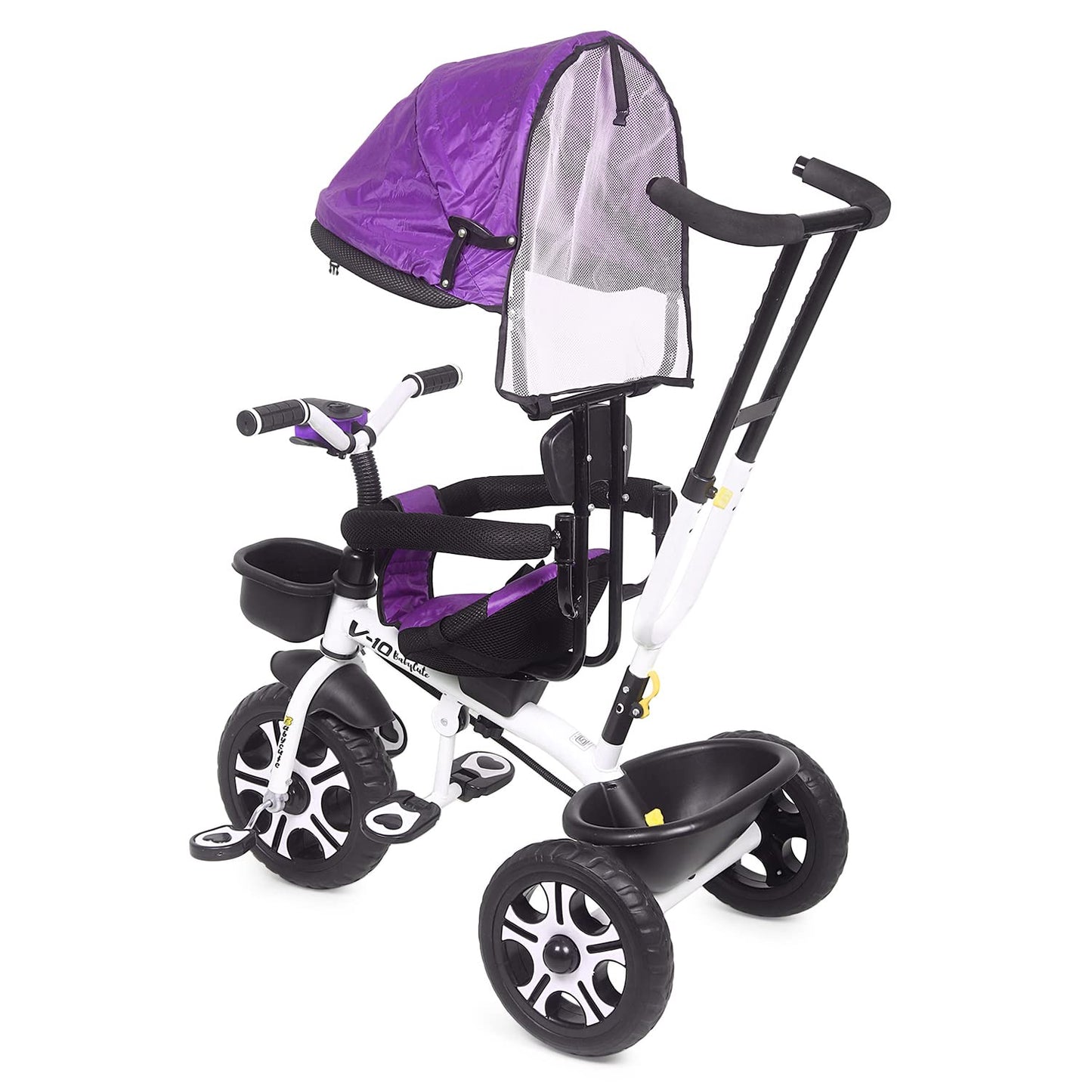 Pro Max Kids|Baby Musical Trike|Tricycle with Light, Foldable Canopy and 360 Degree Seat Rotating Tricycle for Kids|Boys|Girls Age Group 2 to 5 Years (Brown) (Purple)Baby Cute Kids - MRGTOYS
