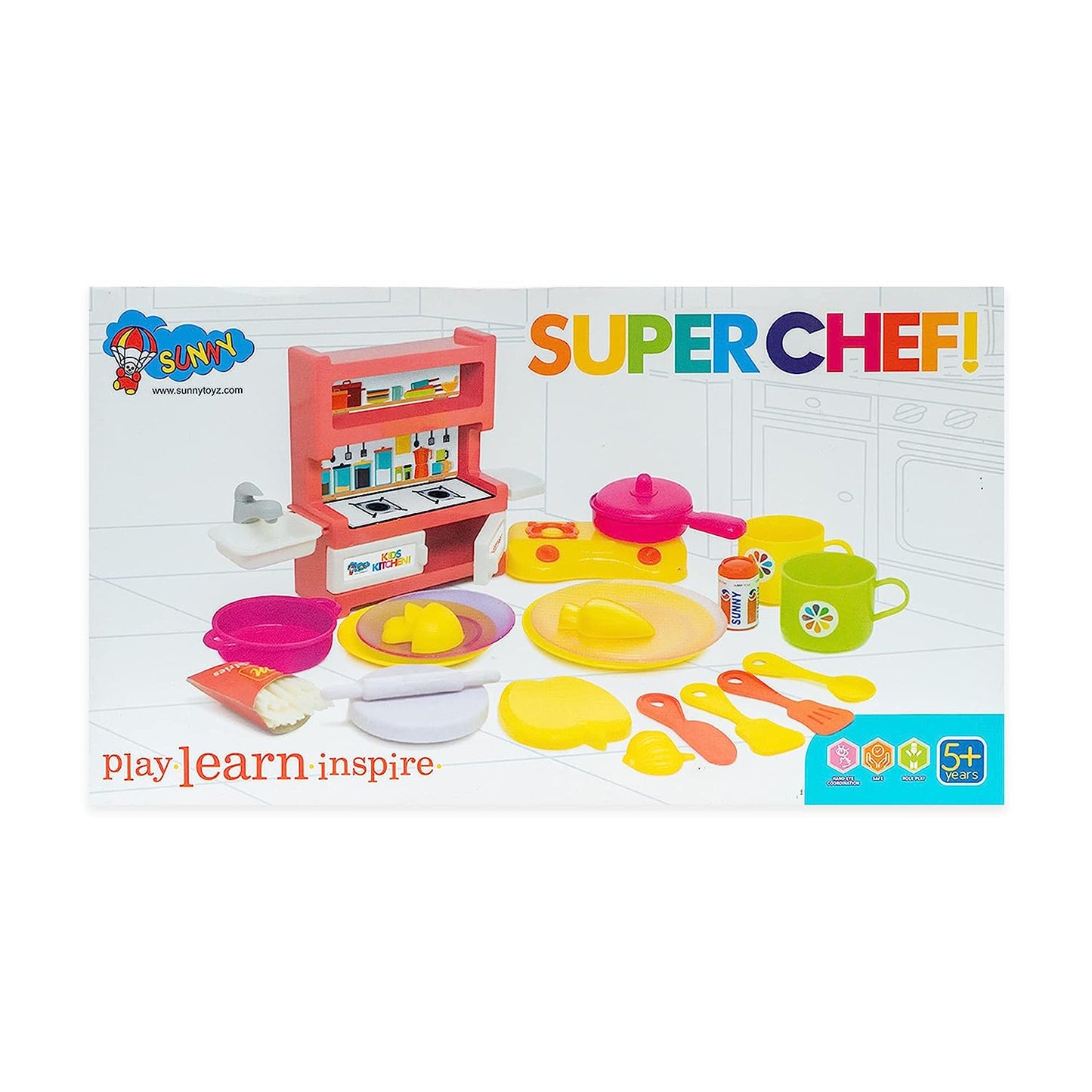 Kitchen Set for Kids.A Perfect Roleplay Pretend Play Kitchen Play Set for Kids (SUPERCHEF Kitchen Set) - MRGTOYS