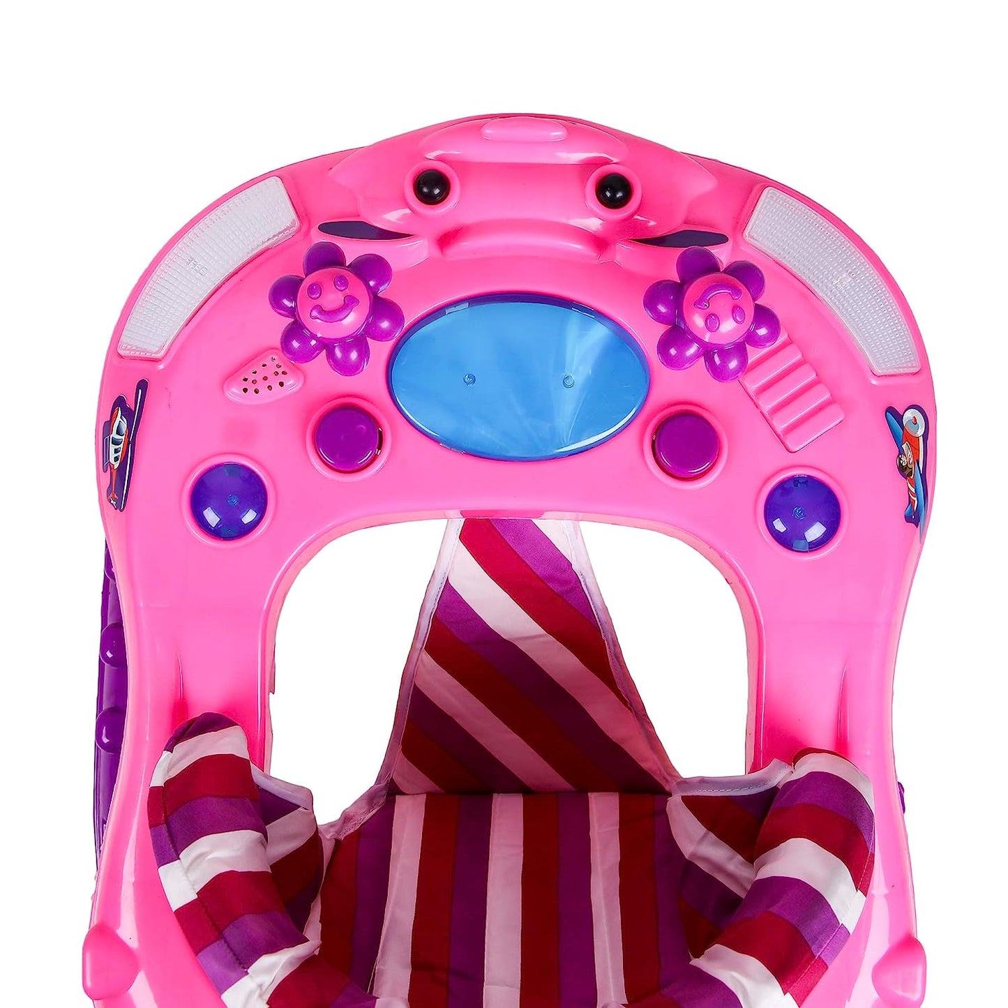 Mama Love Baby Ultra Soft Seat Activity Walker with Wheel | Adjustable Height and Musical Tray |Toys|Push Handle Bar (6 to 24 Months) (Purple & Pink Color) - MRGTOYS