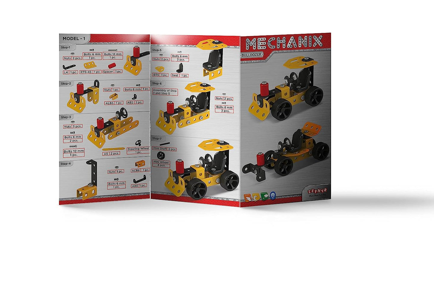 Mechanix Beginner Bulldozer,DIY Stem and Education Metal Construction Set, for Boys & Girls 7 yr+, Return Gifts Set