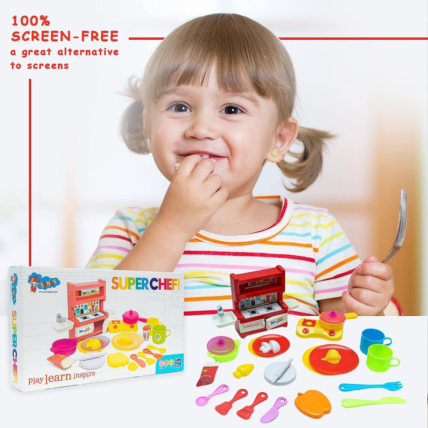 Kitchen Set for Kids.A Perfect Roleplay Pretend Play Kitchen Play Set for Kids (SUPERCHEF Kitchen Set) - MRGTOYS