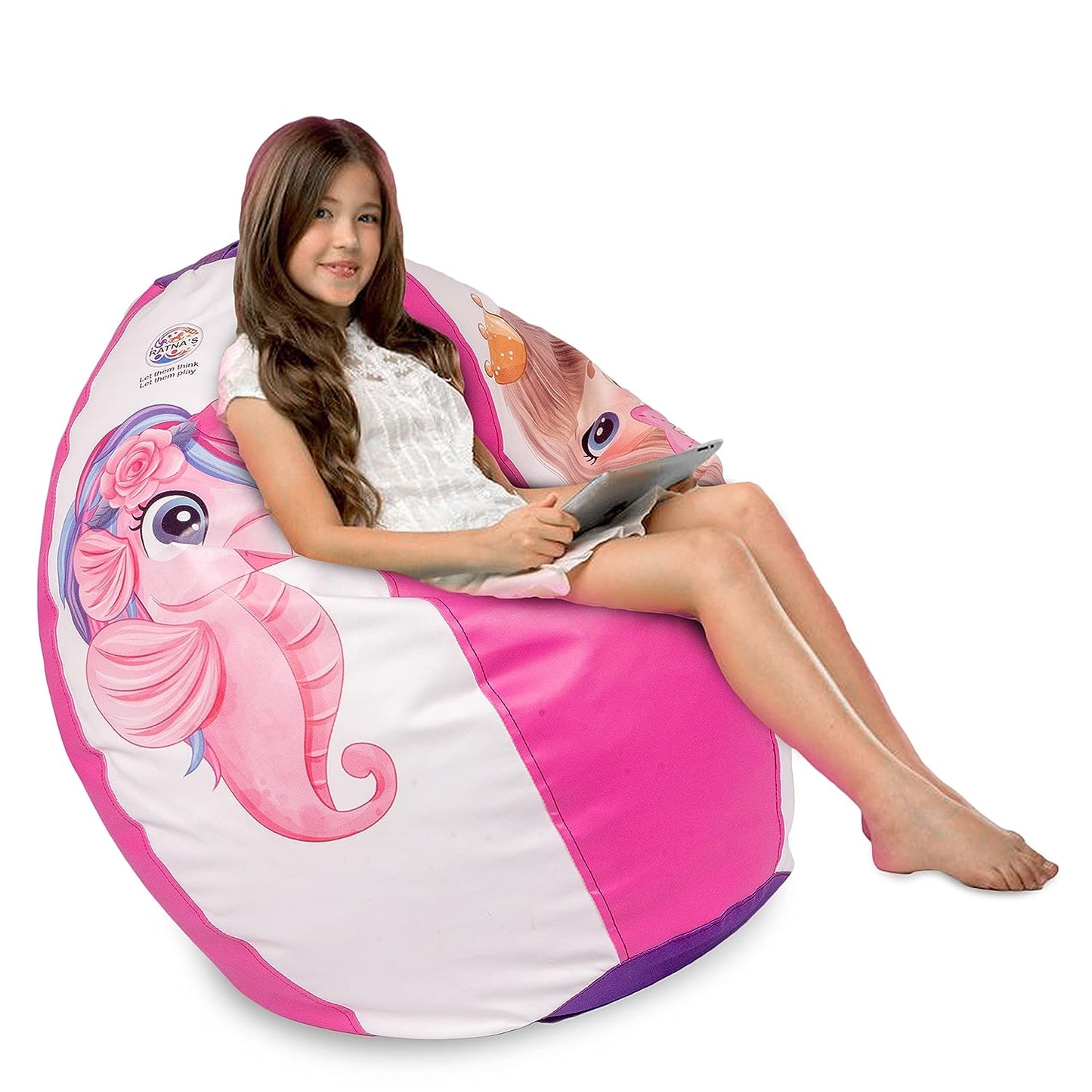 RATNA'S Unicorn Bean Bag Light Weight, Durable, Washable Chair for Kids | Medium Size Zipper Beanbag Extra Soft Cover | A Cool Way to Relax for Kids 5+