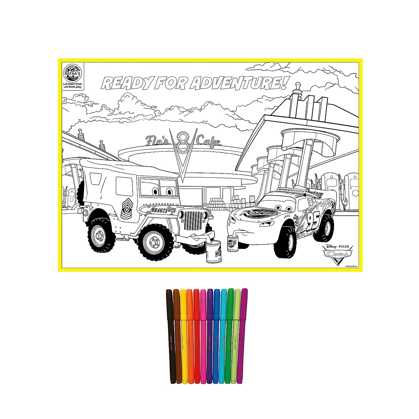 RATNA'S My Coloring Mat Cars | DIY Kit for Kids Big Size Mat 40 x 27 inches