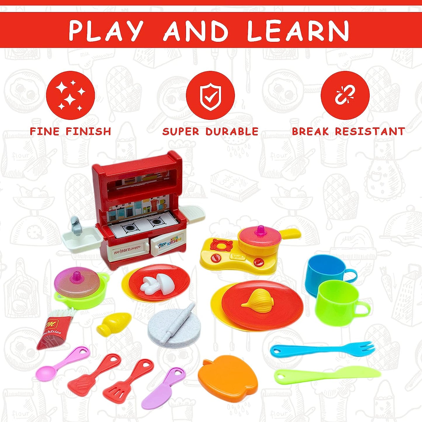 Kitchen Set for Kids.A Perfect Roleplay Pretend Play Kitchen Play Set for Kids (SUPERCHEF Kitchen Set) - MRGTOYS