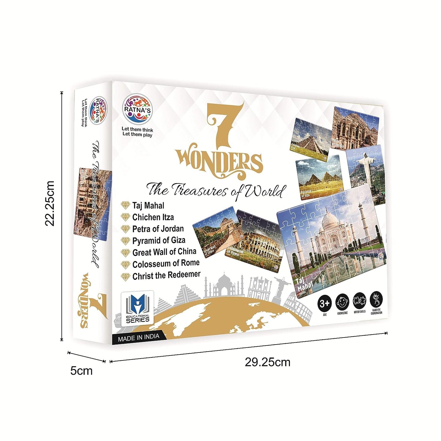 Ratna's 7 Wonders of The World Jigsaw Puzzle. 7 Different Jigsaw Puzzles Included in The Pack with an Information Guide Inside