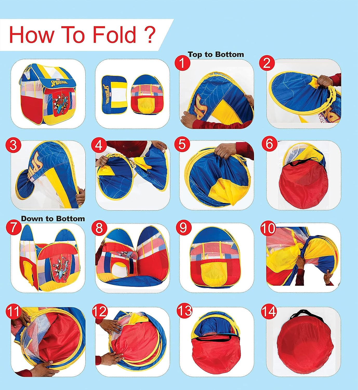 itoys Foldable Big Pop-Up Playhouse Tent for Kids, Toddler and Baby, Fill with Plastic Balls (Balls not included) Or use as an Indoor/Outdoor theme Play Tent (Marvel Spiderman pop up tent),Multicolor