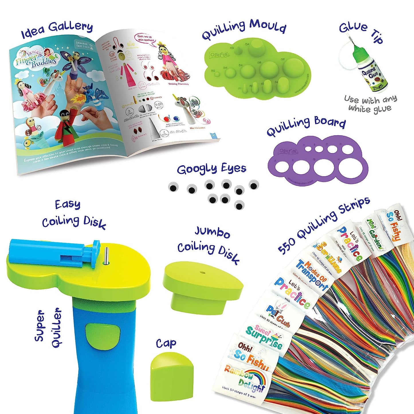 Quill On - Paper Quilling Kit for Beginners, with Electric Quilling Tool, 20+ Quilling Ideas & 5mm, 10 mm Quilling Strips - Multicolor,Fun Craft Kit with 120 Page Quilling Page