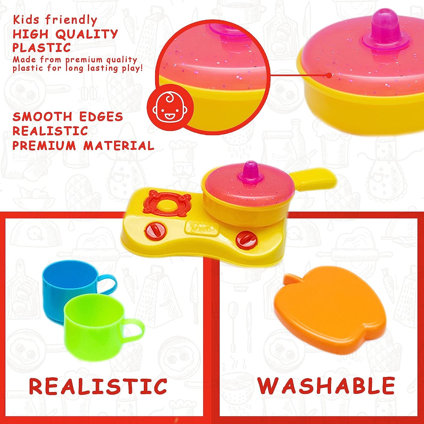 Kitchen Set for Kids.A Perfect Roleplay Pretend Play Kitchen Play Set for Kids (SUPERCHEF Kitchen Set) - MRGTOYS