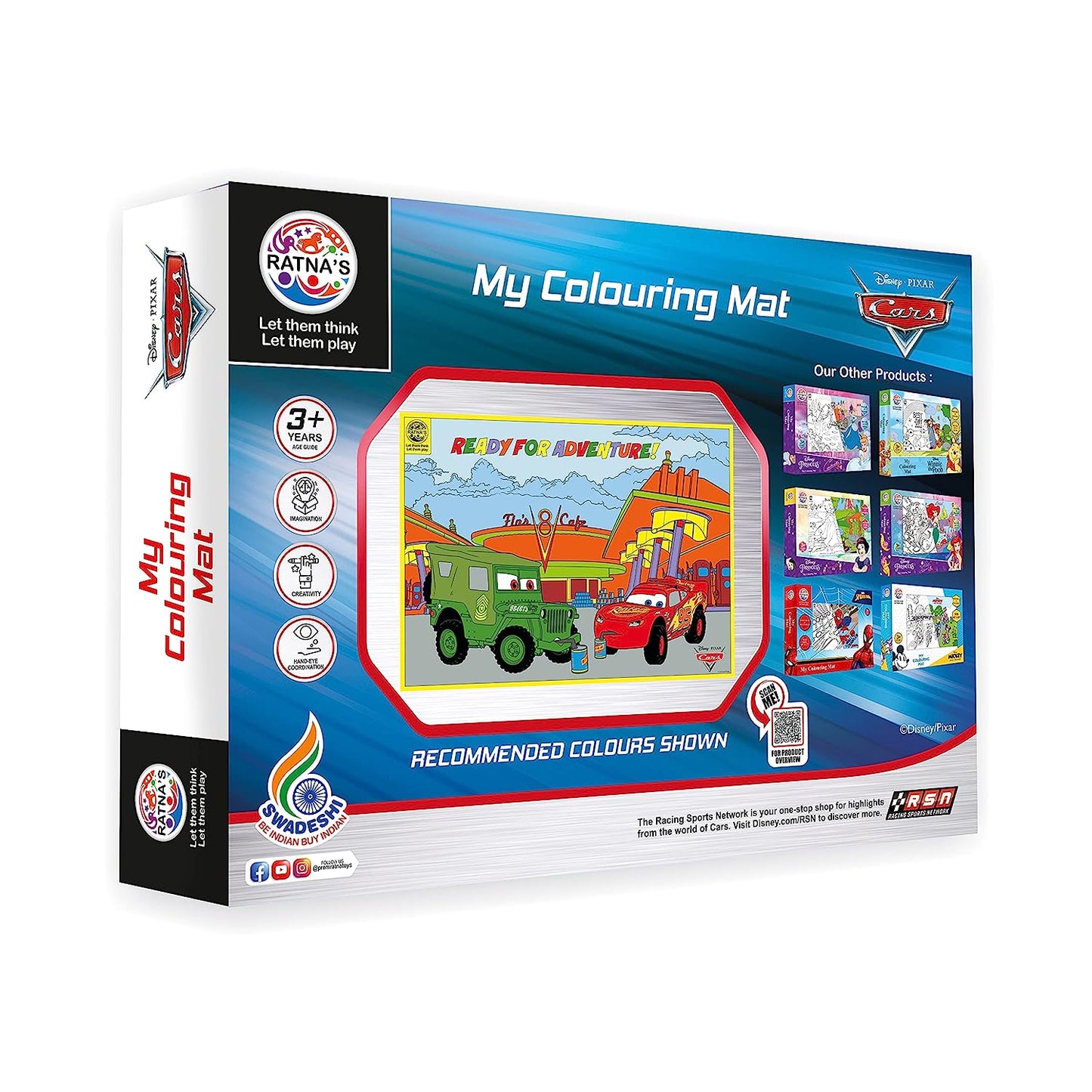 RATNA'S My Coloring Mat Cars | DIY Kit for Kids Big Size Mat 40 x 27 inches