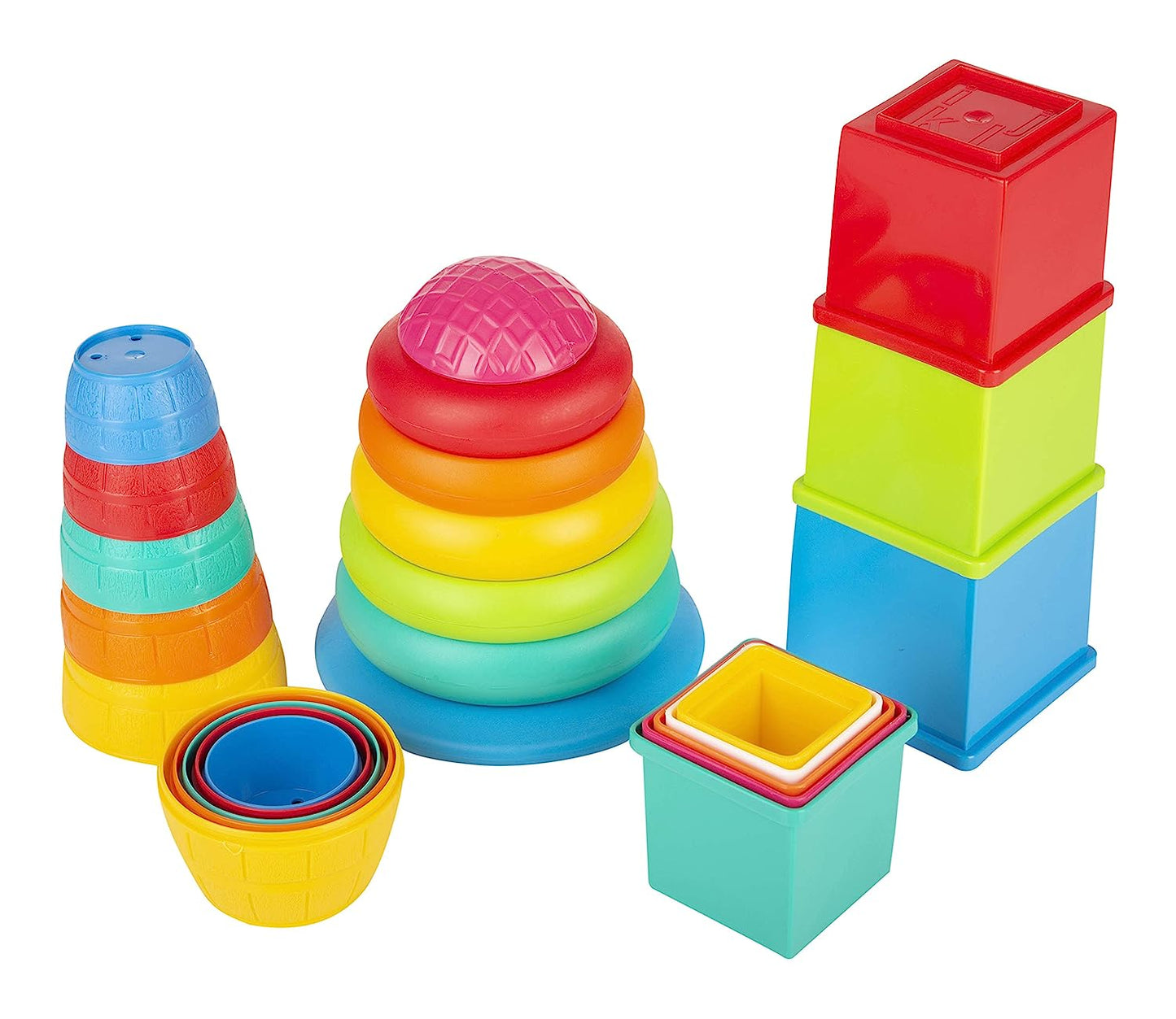 Giggles - Stack N Nest Toy , Multicolour 3 in 1 Gift Set, Develops Motor Skills , 6 Months & Above, Infant and Preschool Toys