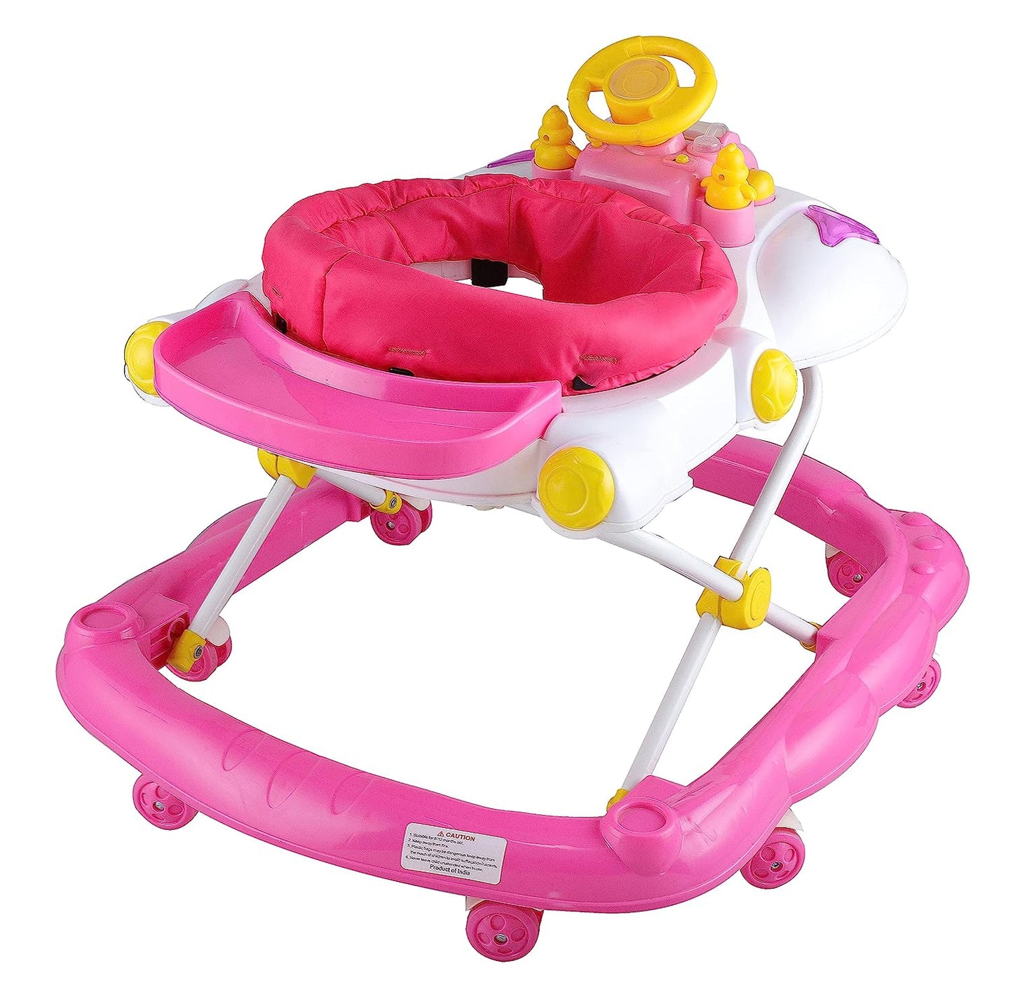 Toyzoy Steering Seat Baby Activity Walker with Musical Tray and Toys for Kids| Boys| Girls Age Group 6Months to1.5 Years, TZ-307 (Pink) - MRGTOYS