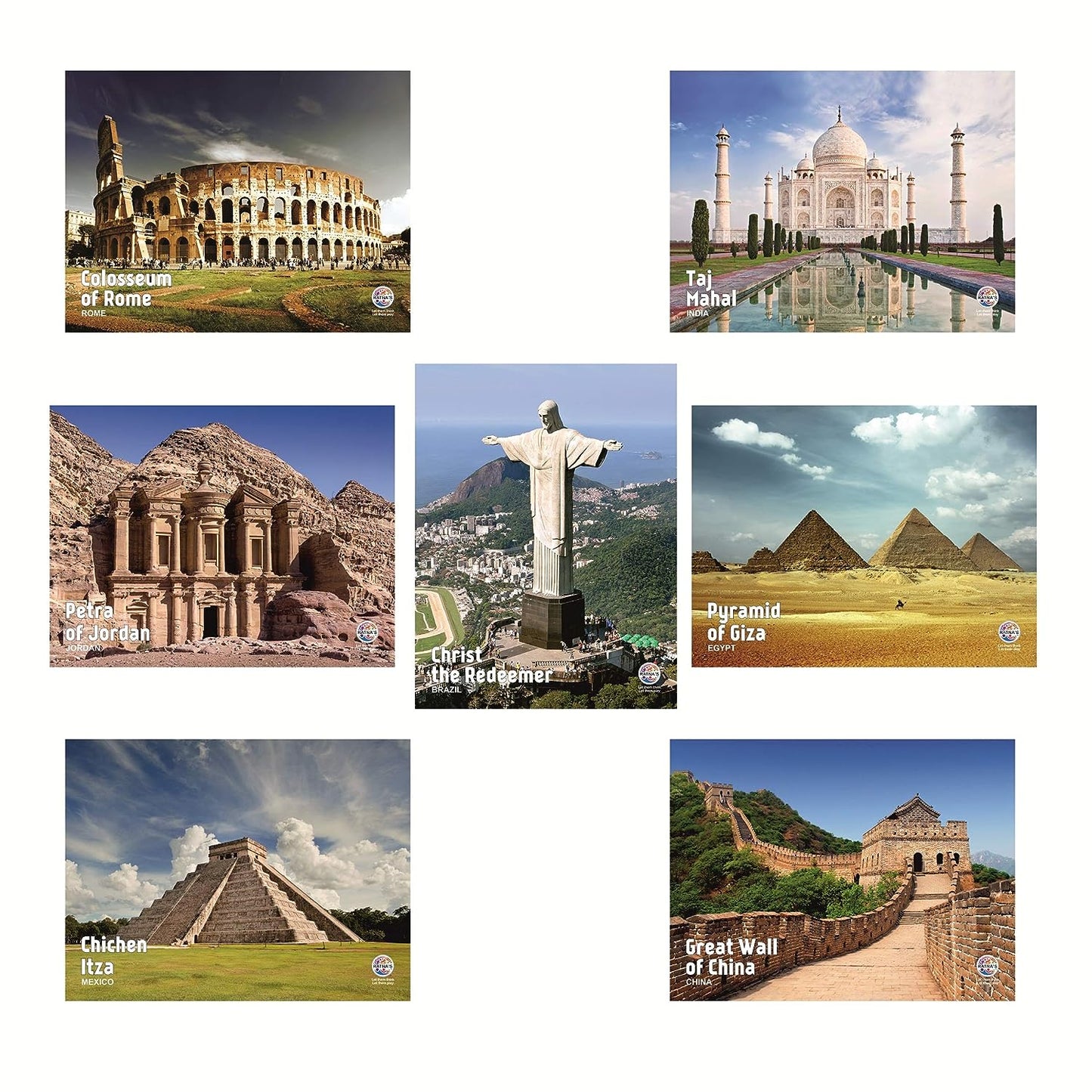 Ratna's 7 Wonders of The World Jigsaw Puzzle. 7 Different Jigsaw Puzzles Included in The Pack with an Information Guide Inside