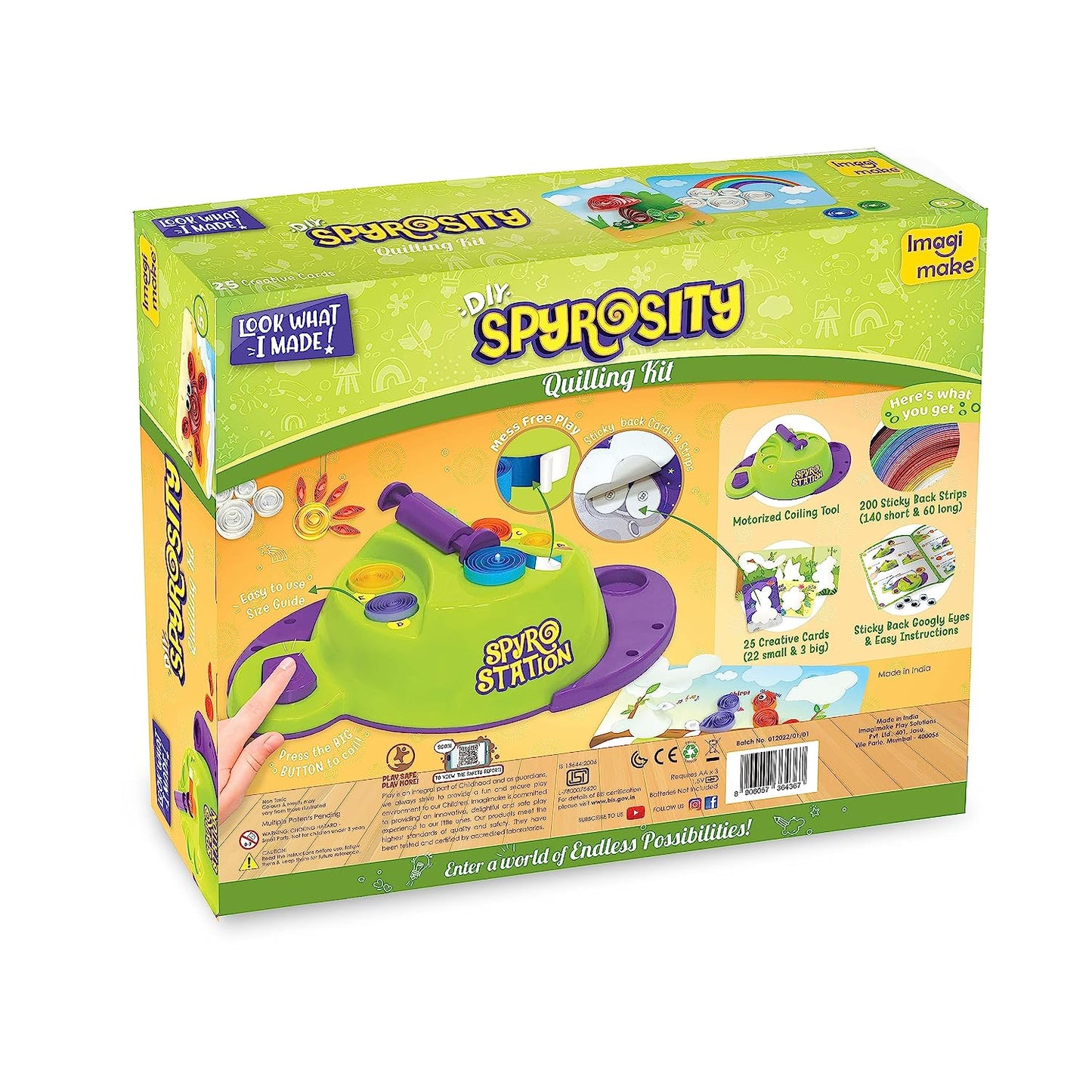Quill On Spyrosity Spyrosity 3D Crinklers Explore Quilling Based Creative Toy and Activity Set with Patent Pending Motorized Tool for Boys and Girls Above 5 Years (Multicolour)