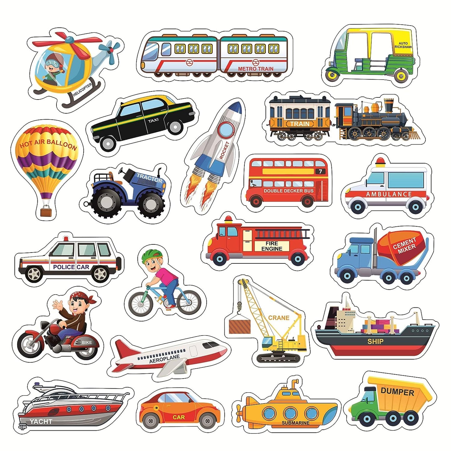 RATNA'S Clever Kids Educational Transport Activity mat (91 cms x 66 cms Jumbo mat) with 12 Both Sides Printed Flash Cards & 22 Transport Vehicle eva Cutouts with Velcro. - Multi Color