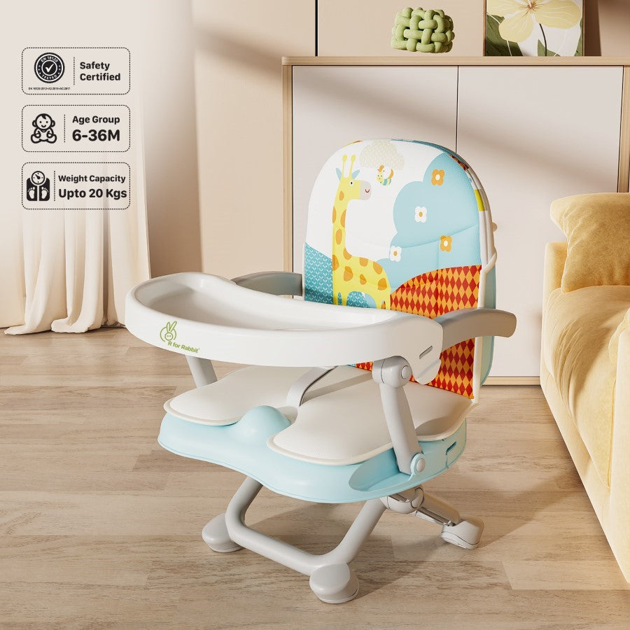 R For Rabbit Candy Pop Booster Chair - 4 Level Height Adjustment, Light Weight, Travel Friendly AQUA BLUE