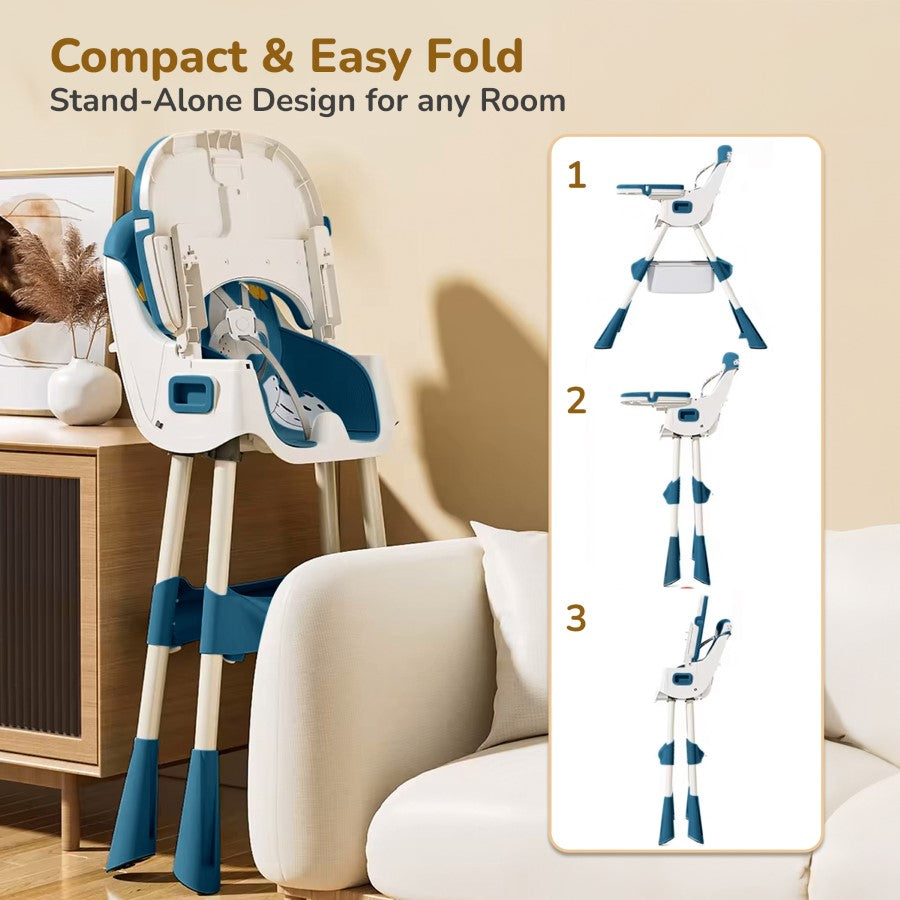 R For Rabbit Sugar Doodle Plus High Chair For Kids 3-in-1 Convertible Design indigo dye
