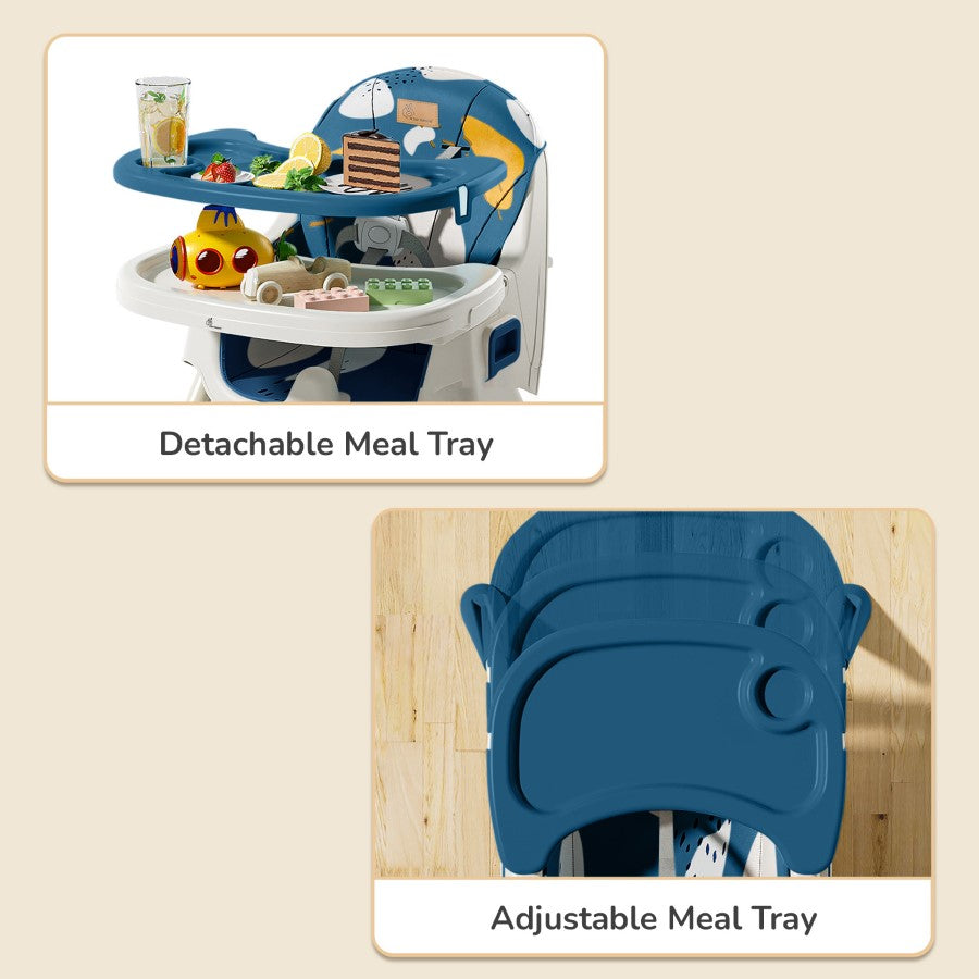 R For Rabbit Sugar Doodle Plus High Chair For Kids 3-in-1 Convertible Design indigo dye