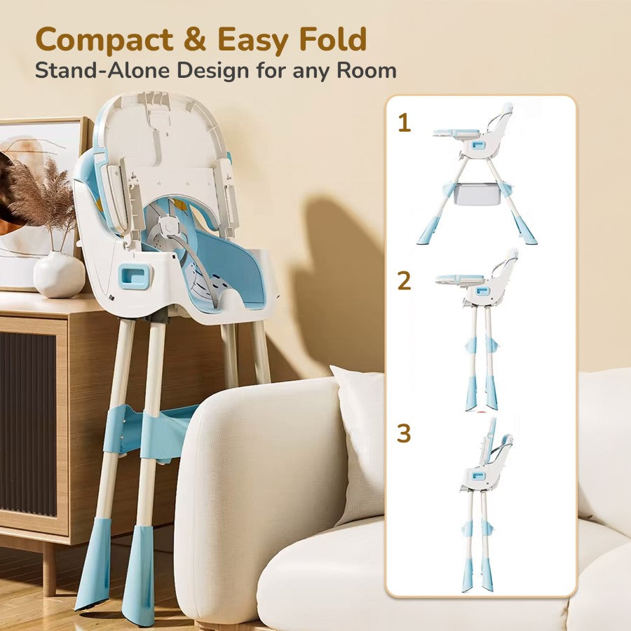 R For Rabbit Sugar Doodle Plus High Chair For Kids 3-in-1 Convertible Design lake blue