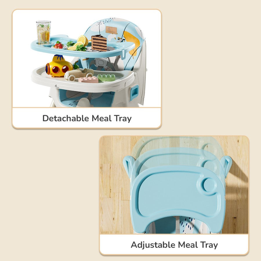 R For Rabbit Sugar Doodle Plus High Chair For Kids 3-in-1 Convertible Design lake blue