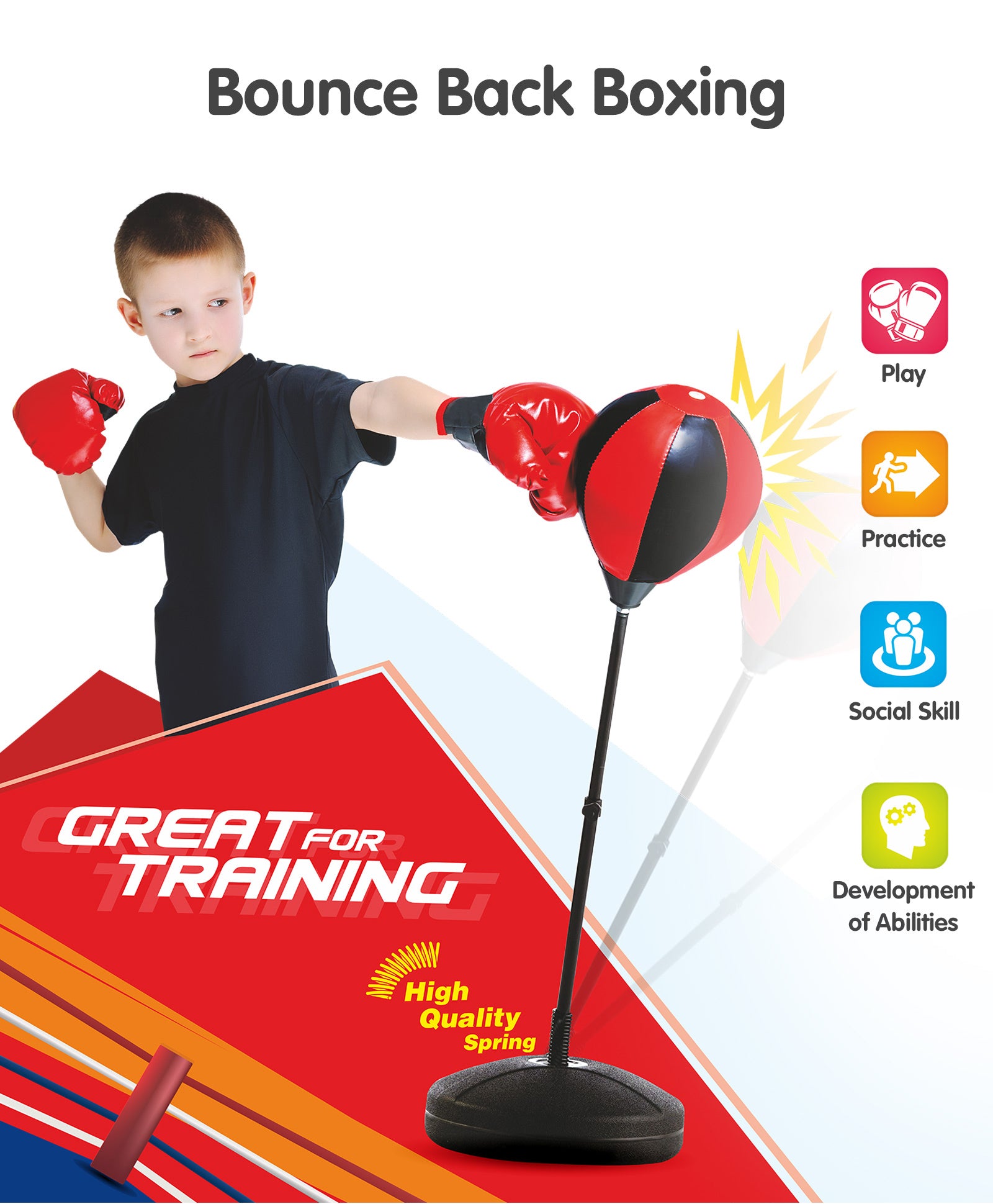Bounce Back Boxing Punching Bag - Red and Black