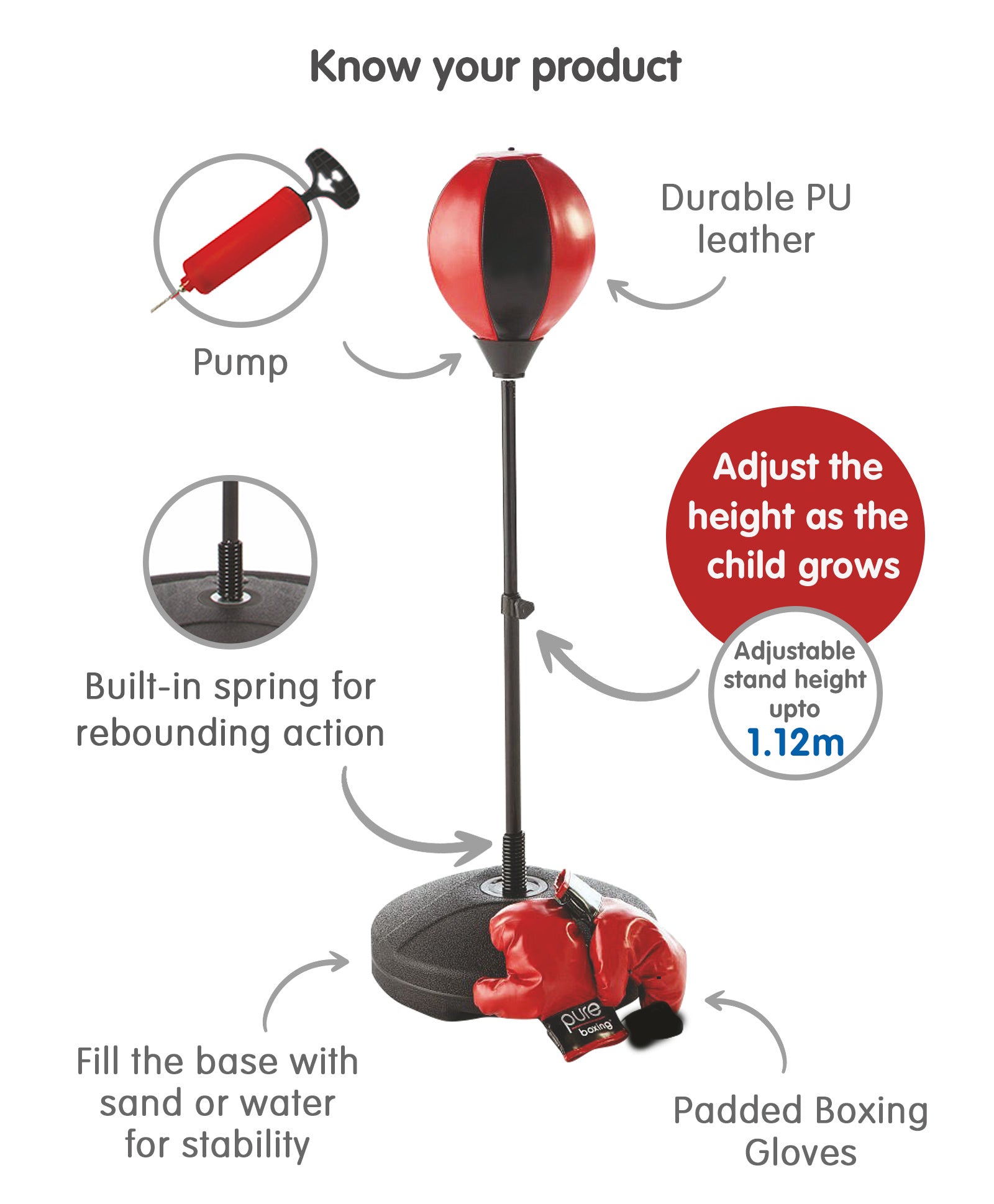 Bounce Back Boxing Punching Bag - Red and Black