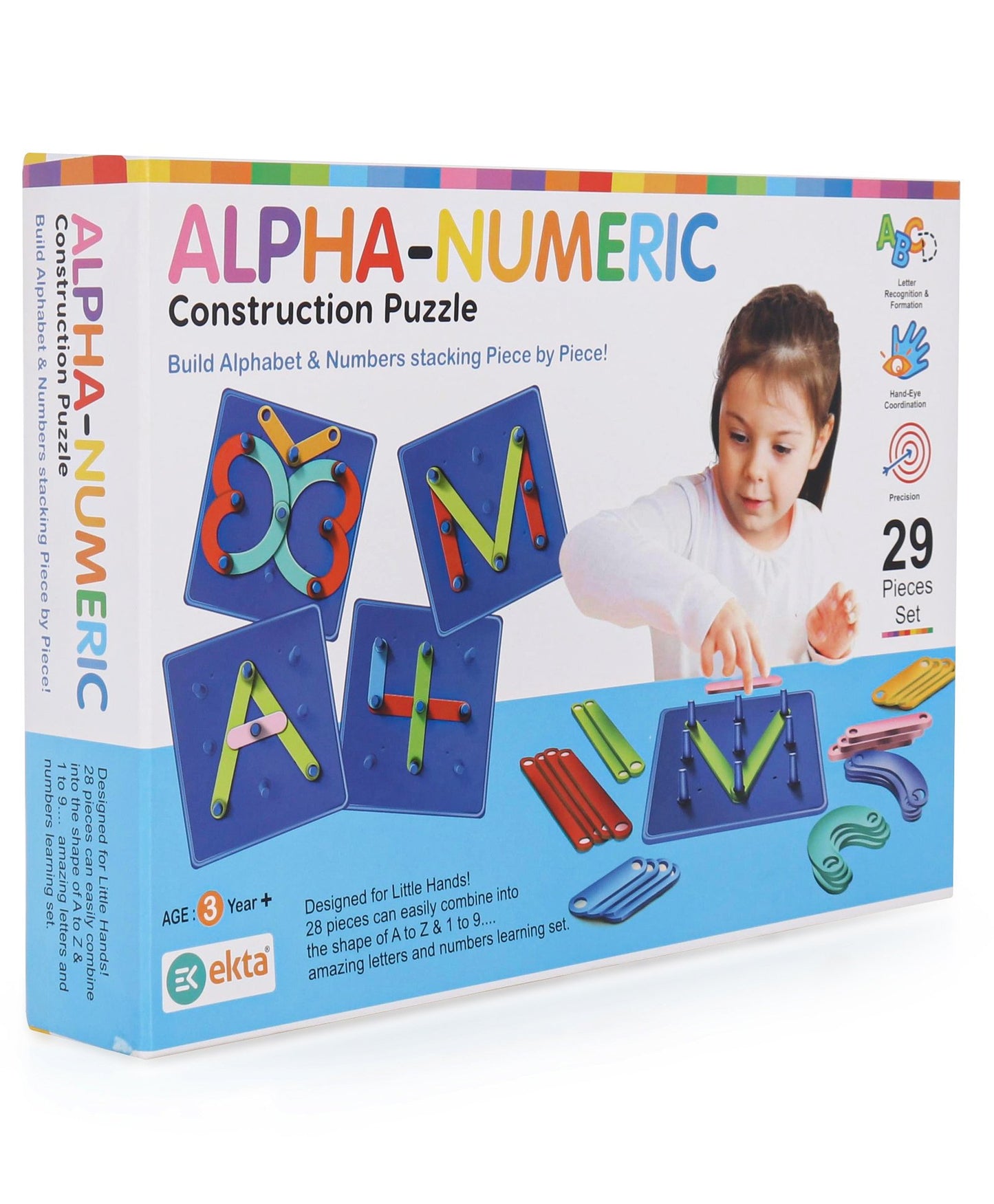 Ekta Alpha Numeric Construction Puzzle Educational Game - 29 Pieces