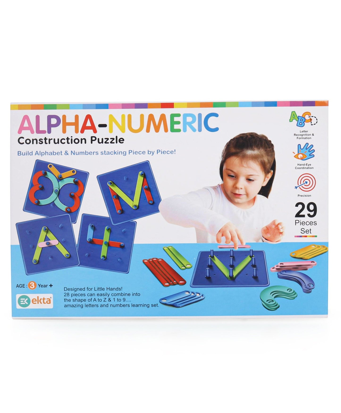Ekta Alpha Numeric Construction Puzzle Educational Game - 29 Pieces