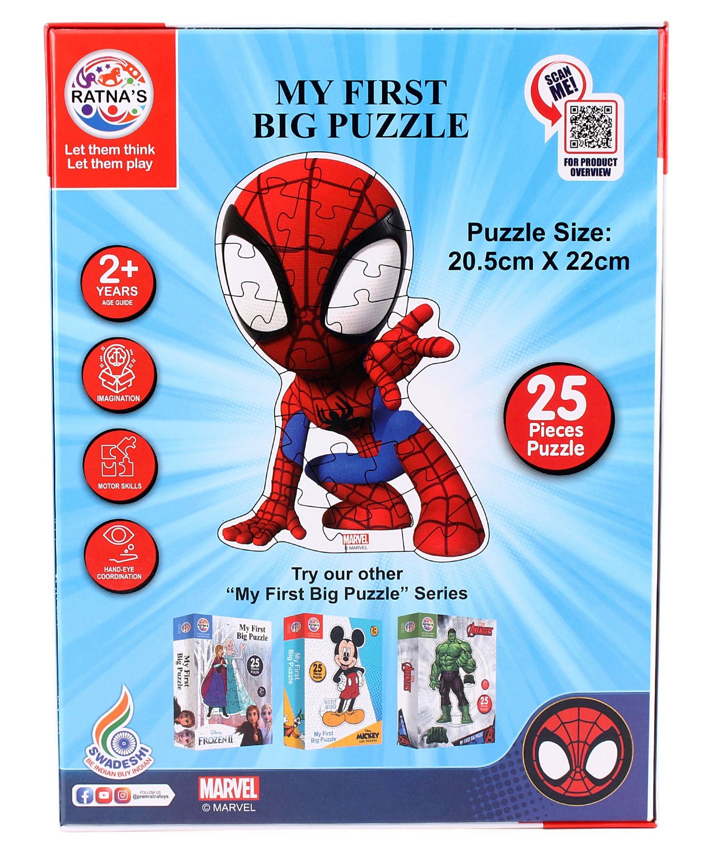 Ratnas Spiderman My First Big Jigsaw Puzzle Red Blue - 25 Pieces