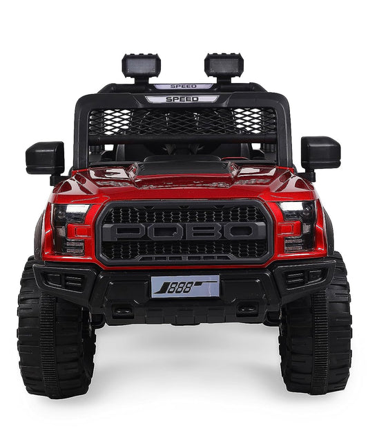 Pobo Electric Battery Operated Ride on Jeep with Music Lights and Bluetooth Remote Control - Red