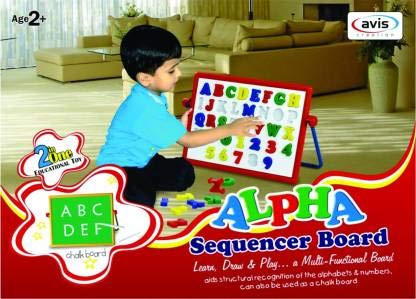 2 in 1 Double Sided Alpha Sequencer Board for Learning Alphabets and Numbers with Their Sequence (Multicolour)