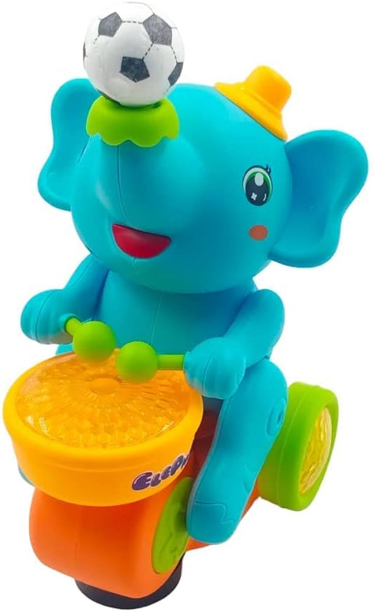 Elephant Musician Toy with Levitation Ball on Nose Along with Dazzling Light Drum Sound Music (Color n design may vary)
