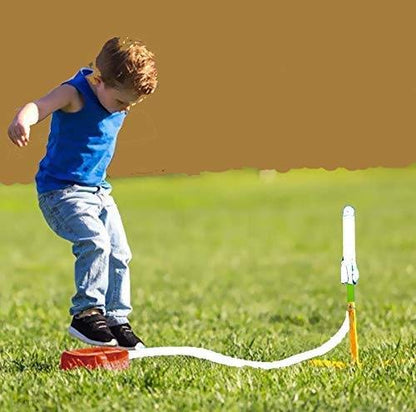 EKTA Jump Rocket Stomp Launcher and 3 Foam Tipped Rockets with Whistling Sound Outdoor Toy for Kids (Flies Upto 150ft, Non- Toxic, No Battery, Age 5+ Years), Multicolour