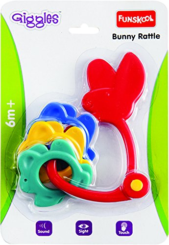 Giggles - Bunny Rattle , Colourful rattle for New Born Baby, Stimulates Senses,Rattling sound, 6 months & above, Infant Toys