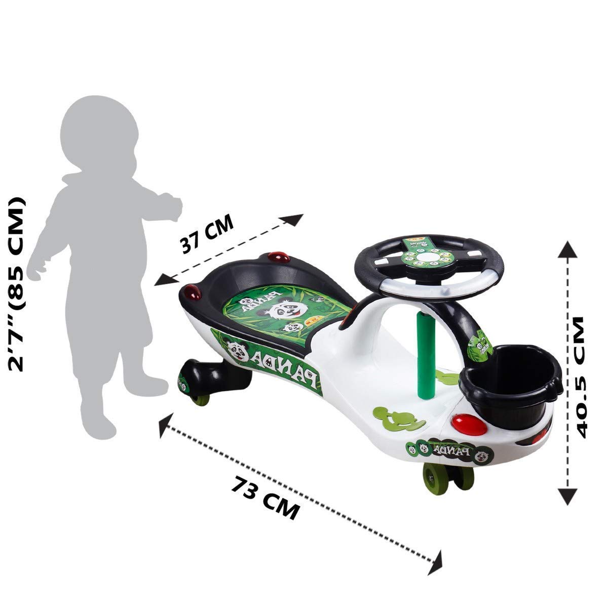 Ride-on Eco Panda Magic Car| Kids Push Car| Swing Car | Comfortable Seats | Elegant Design | Ride on Toy Car for Kids|Twister Ride on|Magic Toy Car|Kids Ride On| Push Rider| Steering Music & Lights For Kids - MRGTOYS
