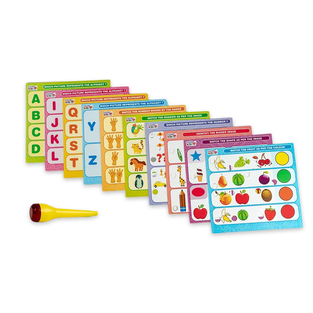 RATNA'S Intellikids A Perfect Electro Game. 10 Double Sided Printed Cards.If it Lights its Right.A Fun Way to Learn About Alphabet,Numbers,Colors,Shapes,Objects,Animals & Much More.