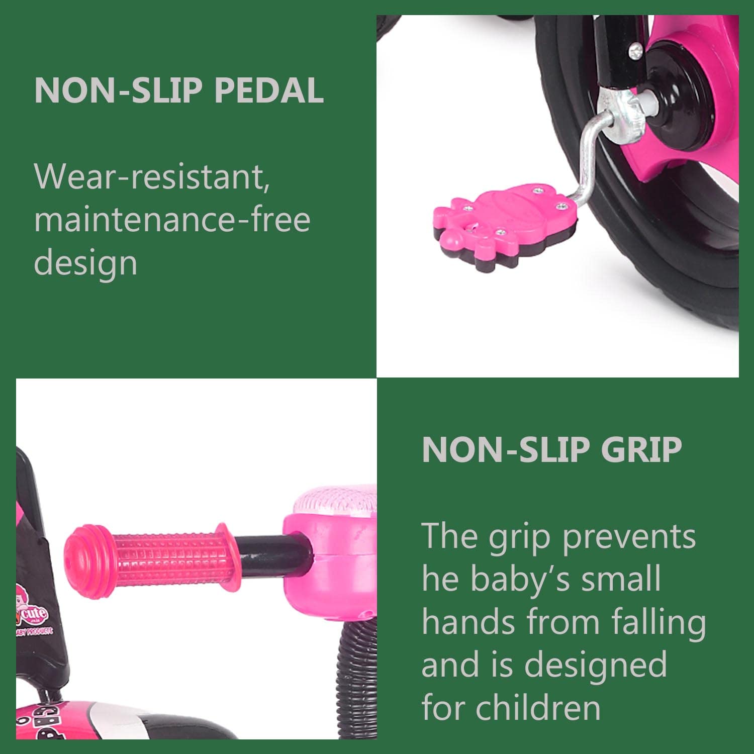 BABYCUTE Plug N Play Kids/Baby Tricycle for 12 Months to 48 Months, Cushion Seat and Seat Belt Boys, Girls, and Up to 30kg Carrying Capacity (Pink)PIDGI TRICYCLE - MRGTOYS